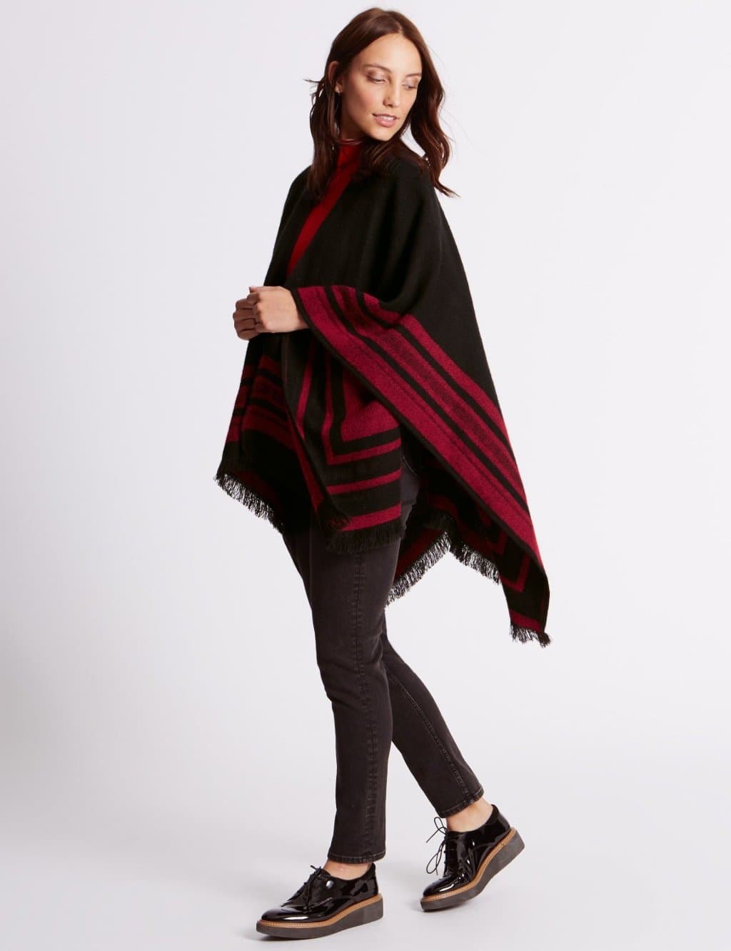 Marks & Spencer M&S Striped Reversible Wrap Red Mix