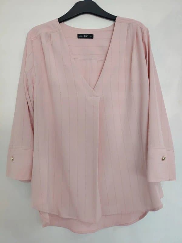F&F 💗 Soft Pink Elegant Blouse UK 12 | Feminine Minimal Chic Top | Office / Smart Casual
