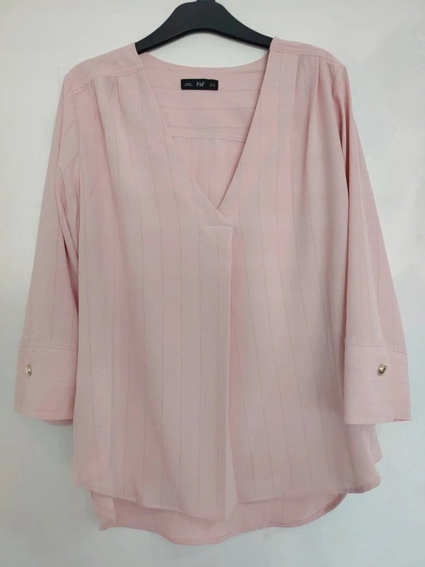F&F Soft Pink Elegant Blouse | Feminine Minimal Chic Top | UK 12