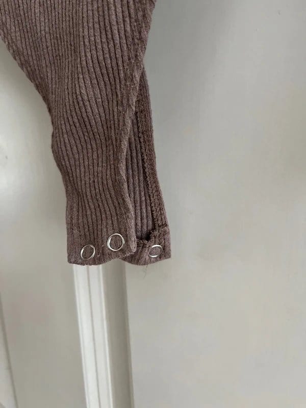Bershka Brown Bodysuit with Neck Button