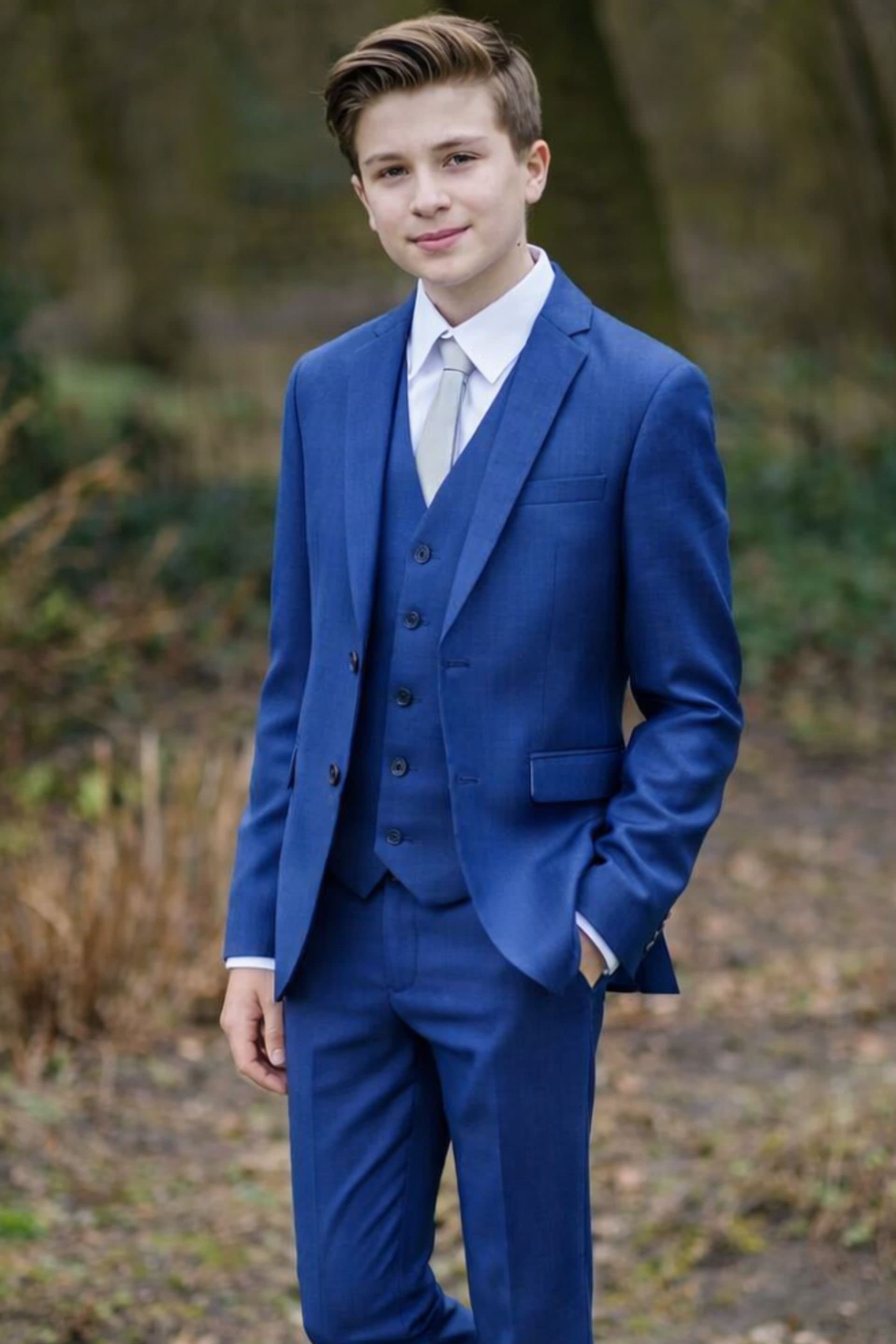 Vivaki Vivaki Men's 5 Piece Blue Suit