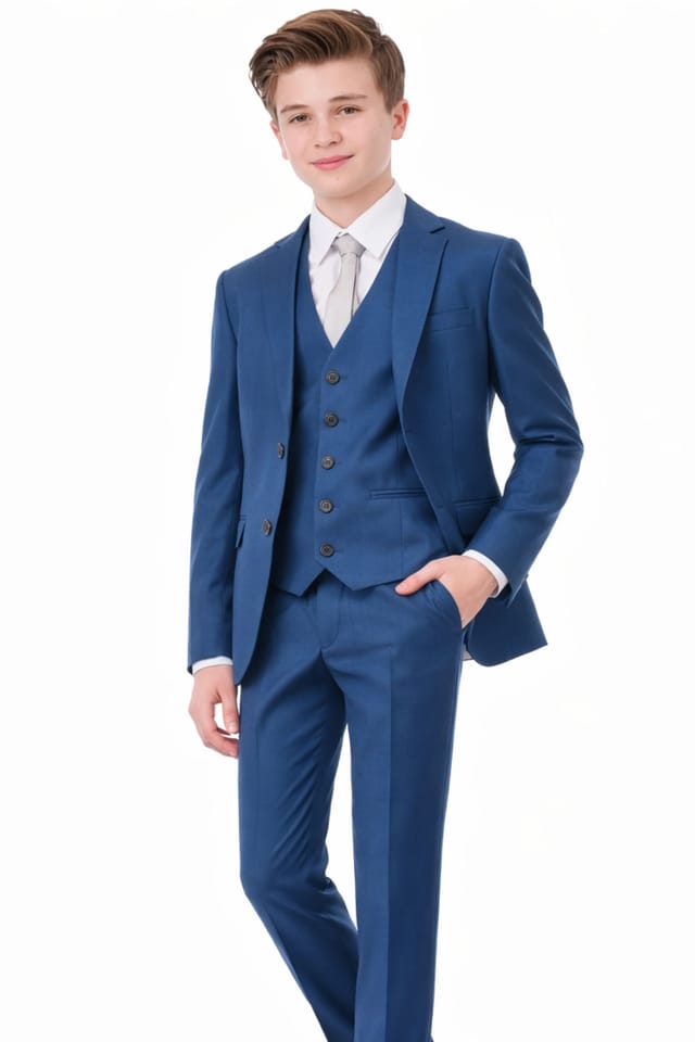 Vivaki Vivaki Men's 5 Piece Blue Suit - 2