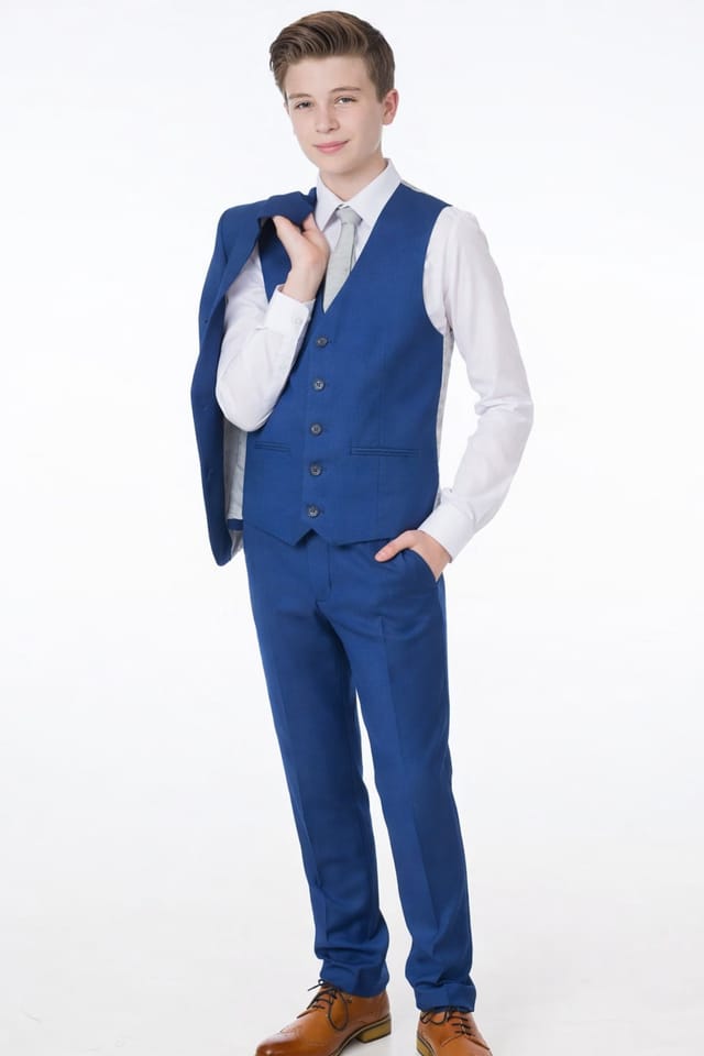 Vivaki Vivaki Men's 5 Piece Blue Suit - 3