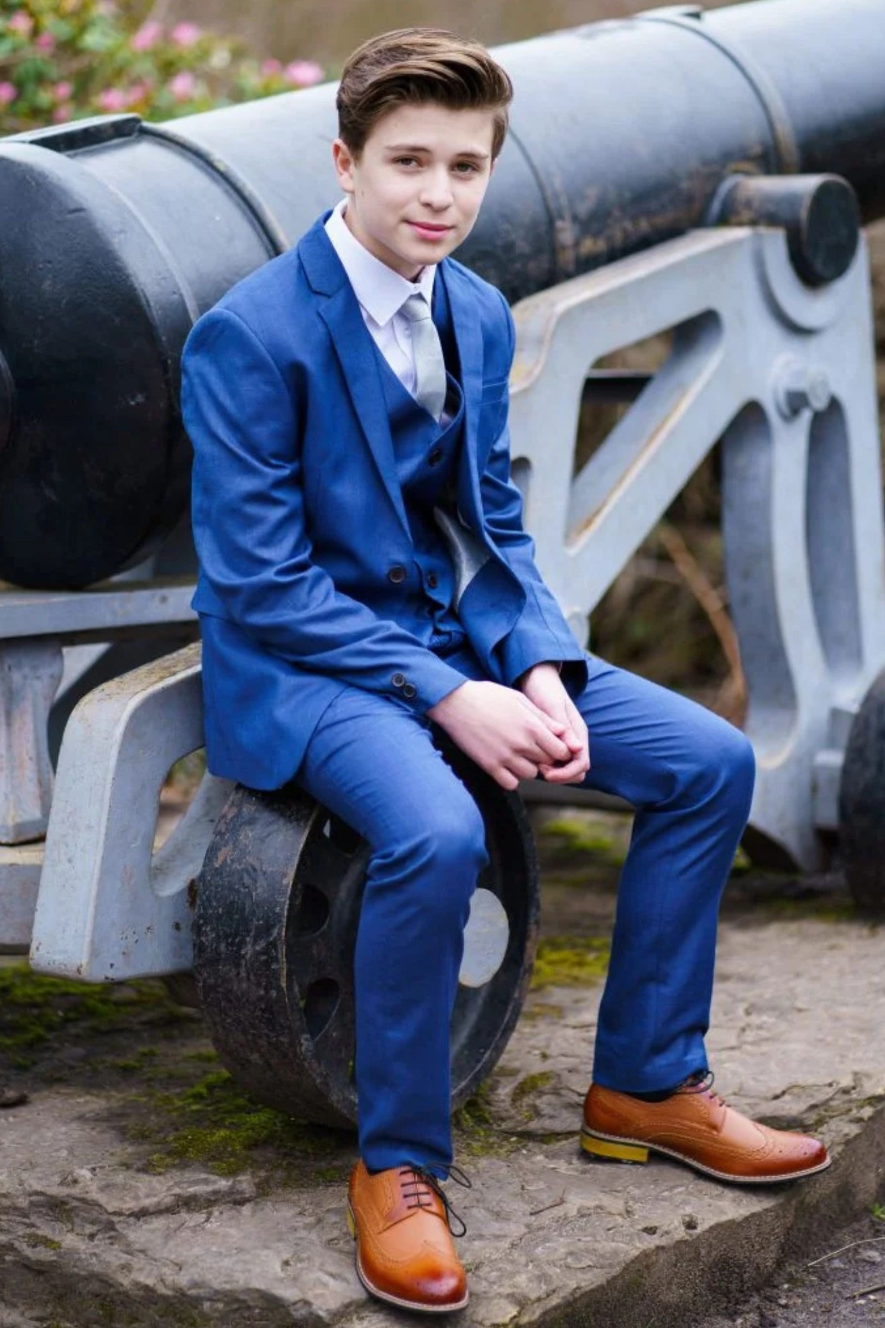 Vivaki Vivaki Men's 5 Piece Blue Suit - 4