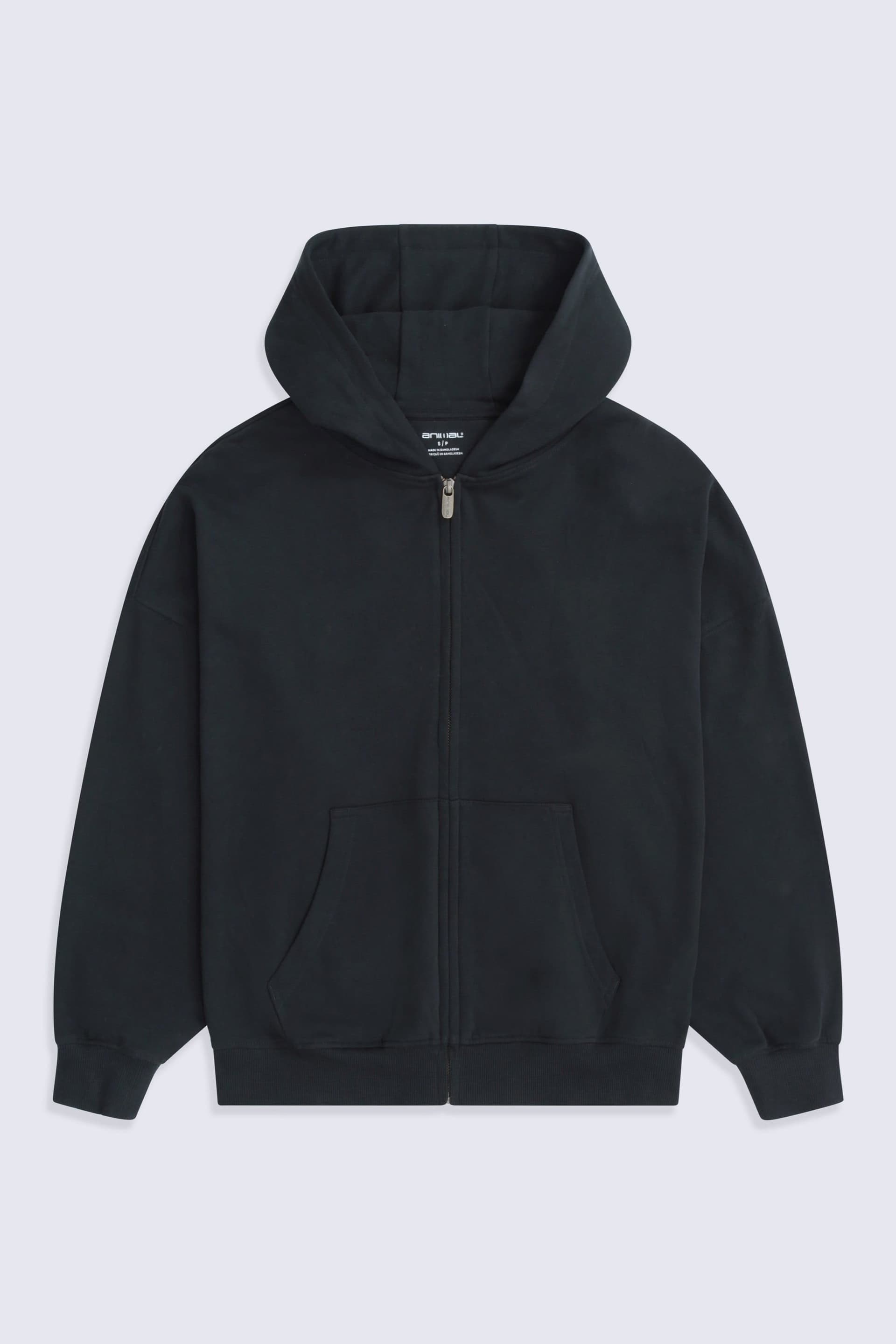 Animal Animal Women's 'Idol' Soft 100% Cotton Casual Logo Comfortable Zip Through Hoodie in Black
