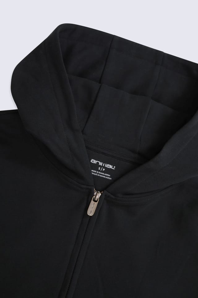 Animal Animal Women's 'Idol' Soft 100% Cotton Casual Logo Comfortable Zip Through Hoodie in Black - 3