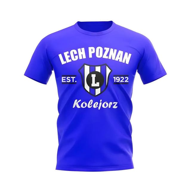 Lech Poznan Lech Poznan Men's Personalised Established Football T-Shirt Royal in Blue - 2