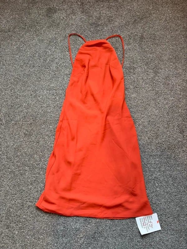 ASOS bnwt ASOS Rust Burnt Orange Cami Slip Mini Dress Backless Size UK 4
