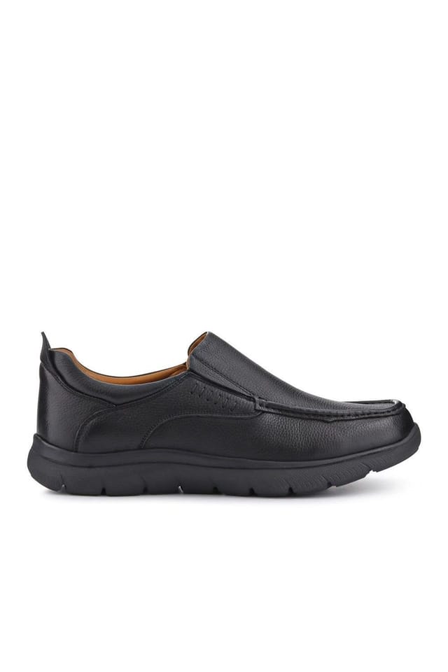 Pavers Pavers Men's Wide Fit Leather Slip-On Shoes in Black - 2
