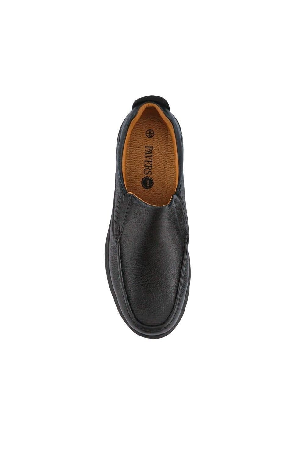 Pavers Pavers Men's Wide Fit Leather Slip-On Shoes in Black - 4