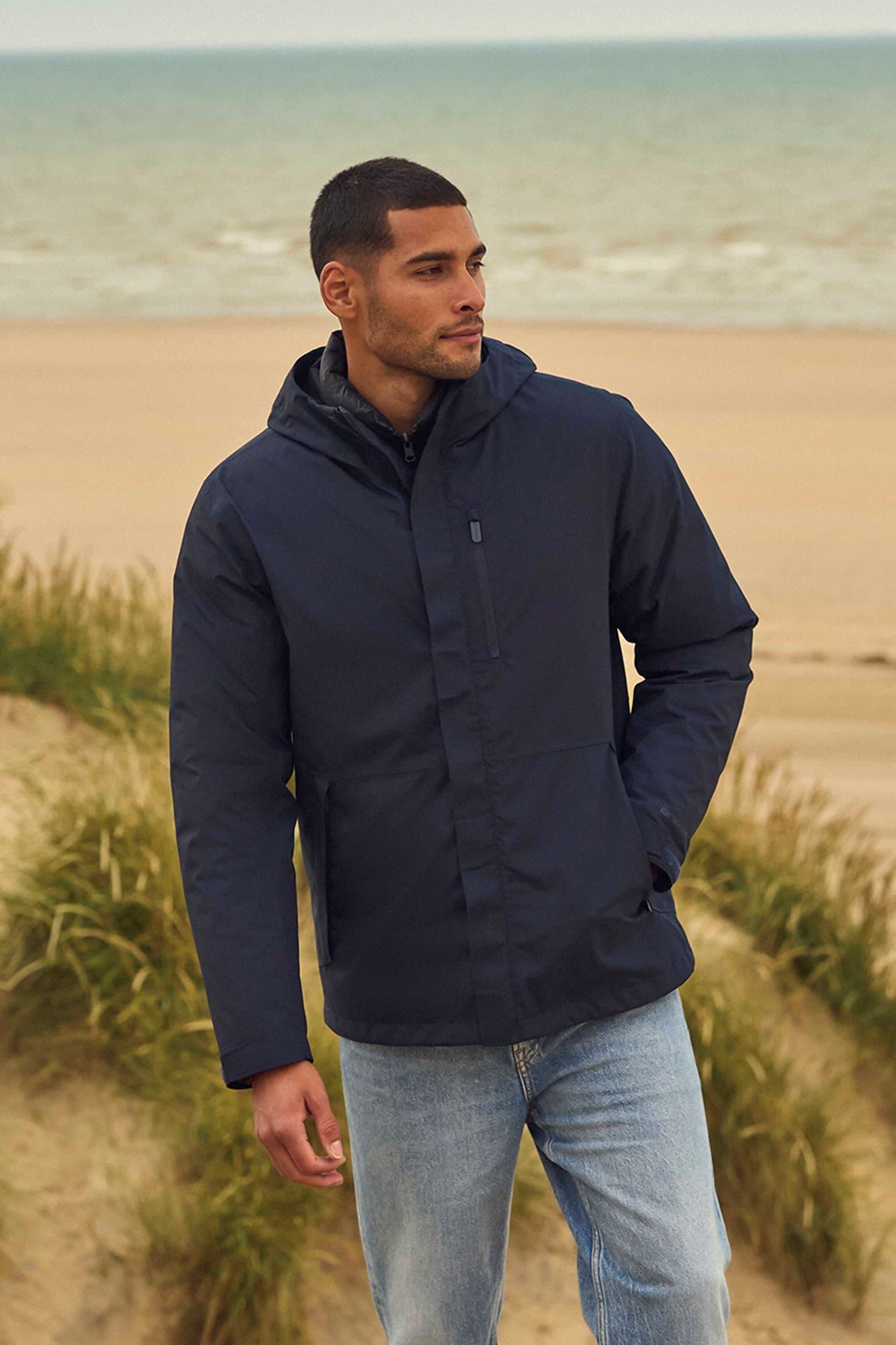Animal Animal Men's 'Rudy' 3 In 1 Waterproof Warm Padded Hooded Full Zip Outdoor Jacket in Navy