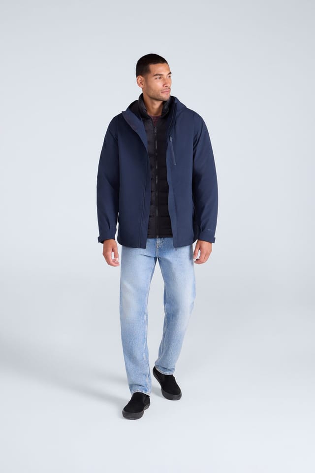 Animal Animal Men's 'Rudy' 3 In 1 Waterproof Warm Padded Hooded Full Zip Outdoor Jacket in Navy - 3