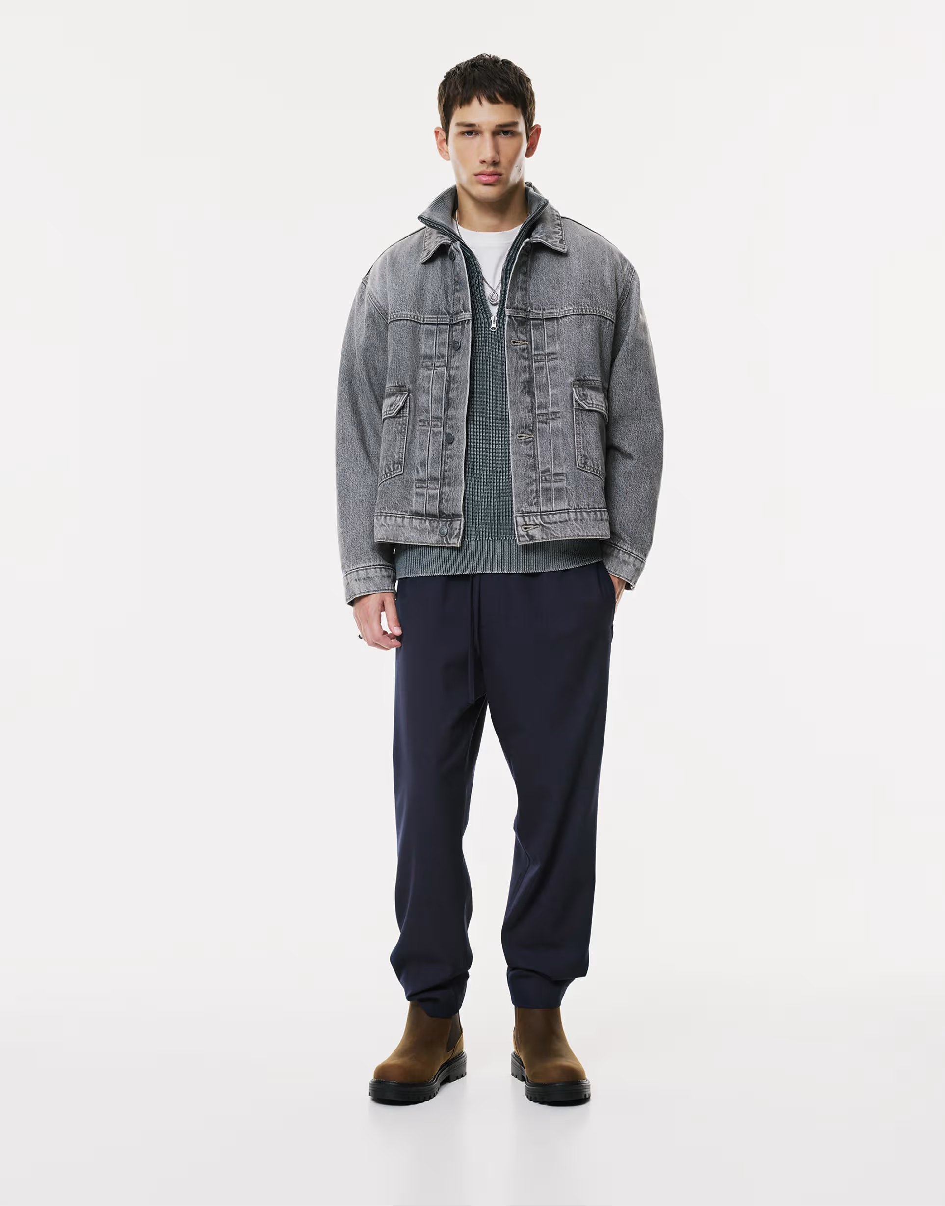 ASOS Pull&Bear Tailored fit joggers in navy - 1