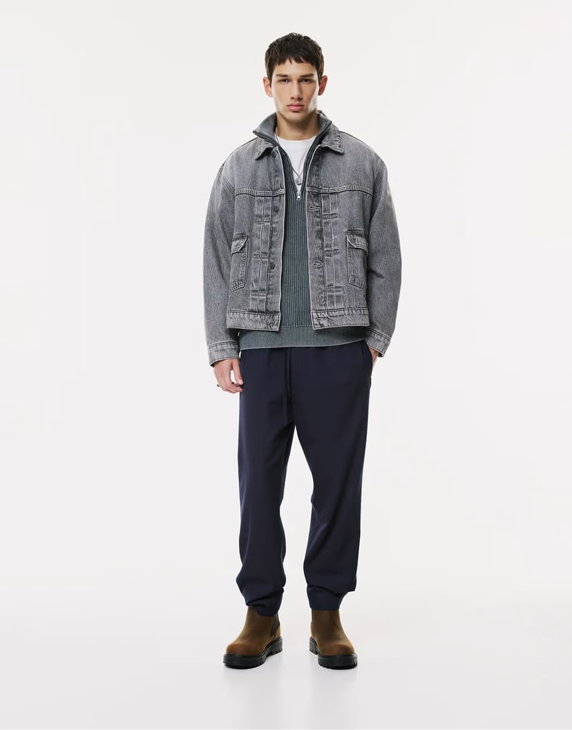 ASOS Pull&Bear Tailored fit joggers in navy - 1