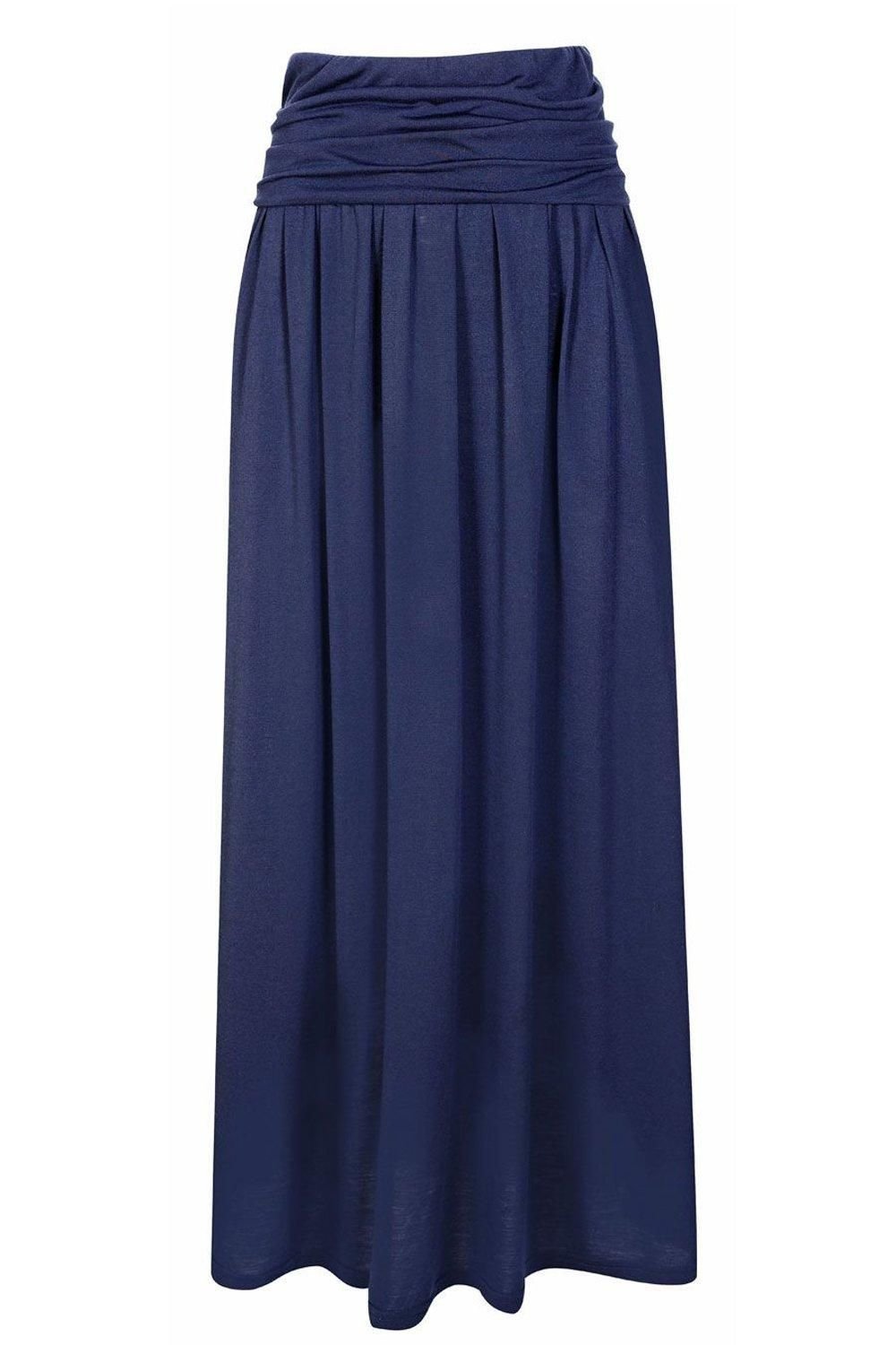 Hot Squash Hot Squash Women's Luxury Roll Top Maxi Skirt in Navy - 3