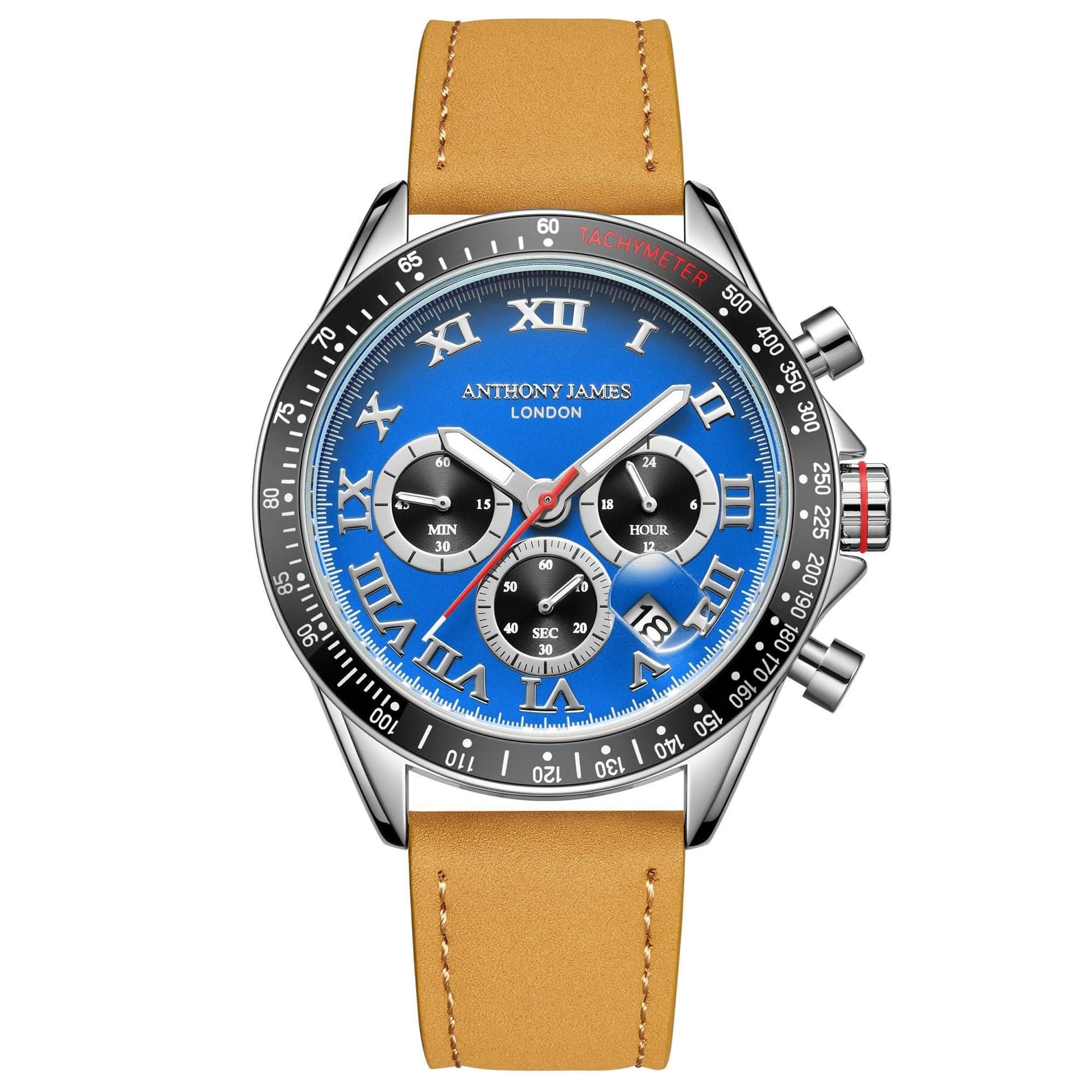 Anthony James Anthony James Men's Hand Assembled Tachymeter Turbo Steel Blue Watch