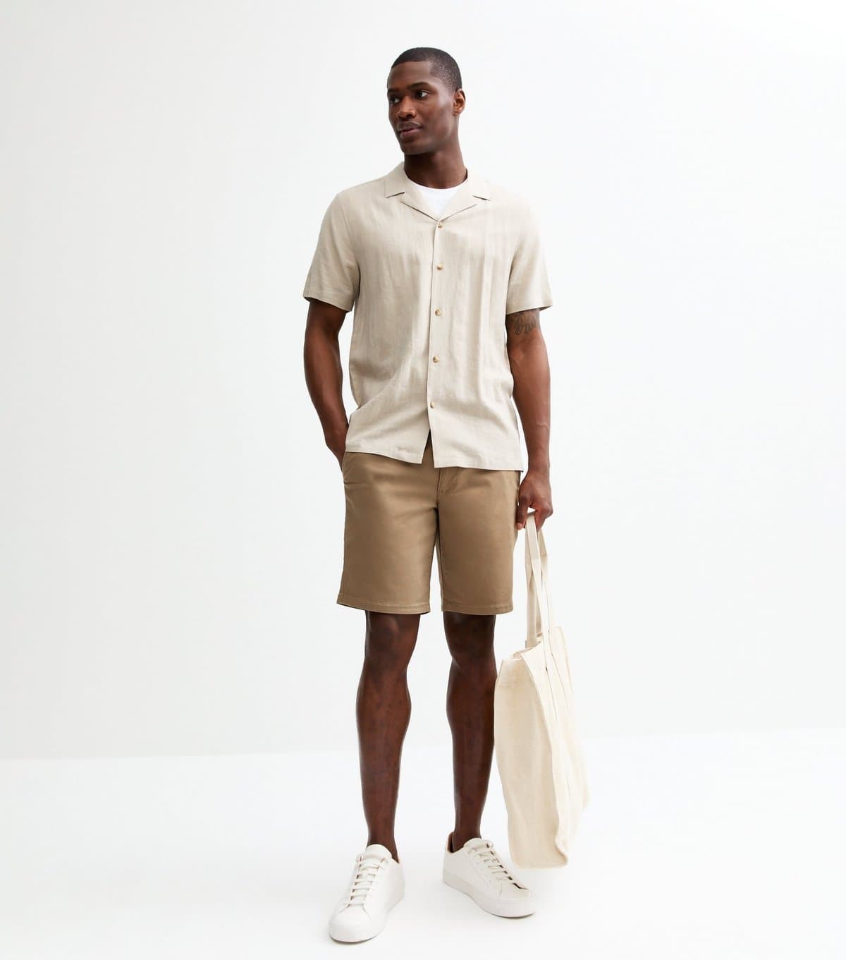 Farah Men's Beige Regular Knee Length Short Farah New Look