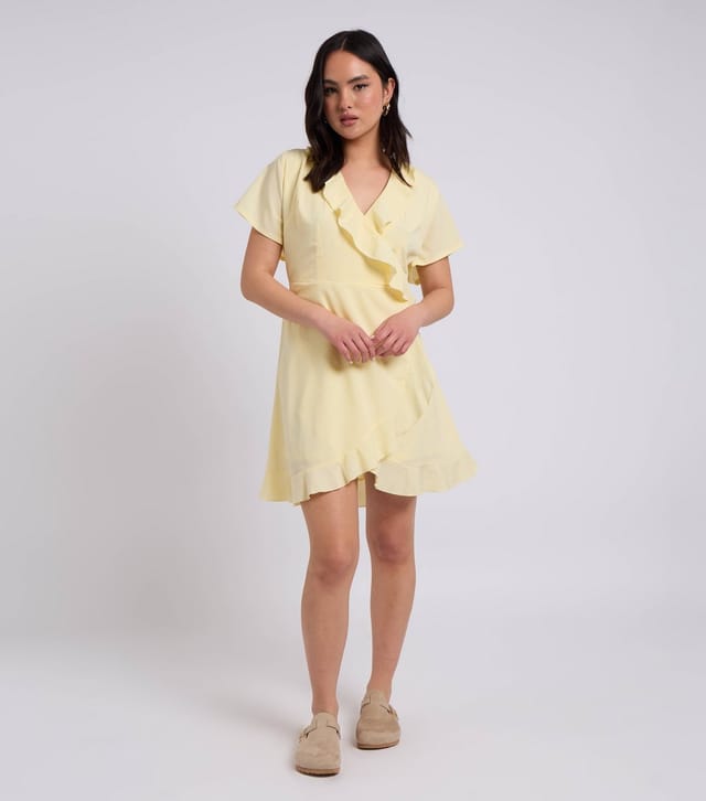 Urban Bliss Women's Light Yellow Frill Trim Mini Tea Dress Urban Bliss New Look - 2