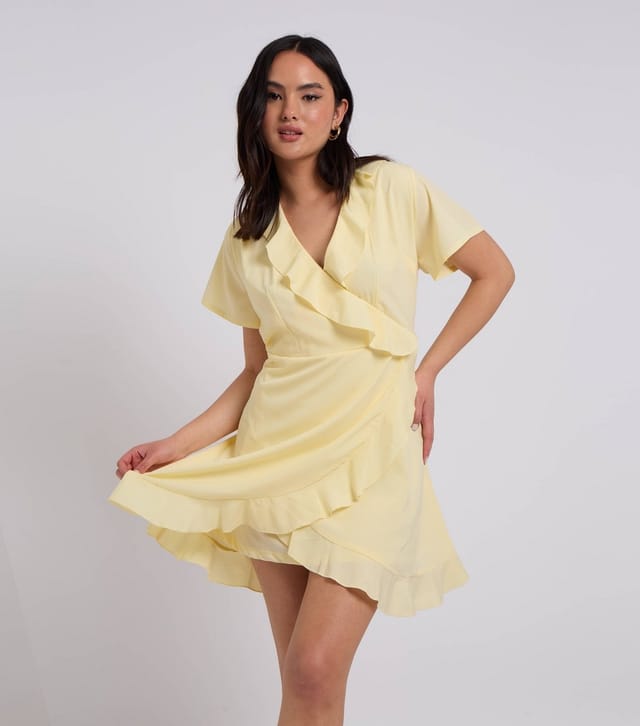 Urban Bliss Women's Light Yellow Frill Trim Mini Tea Dress Urban Bliss New Look - 3
