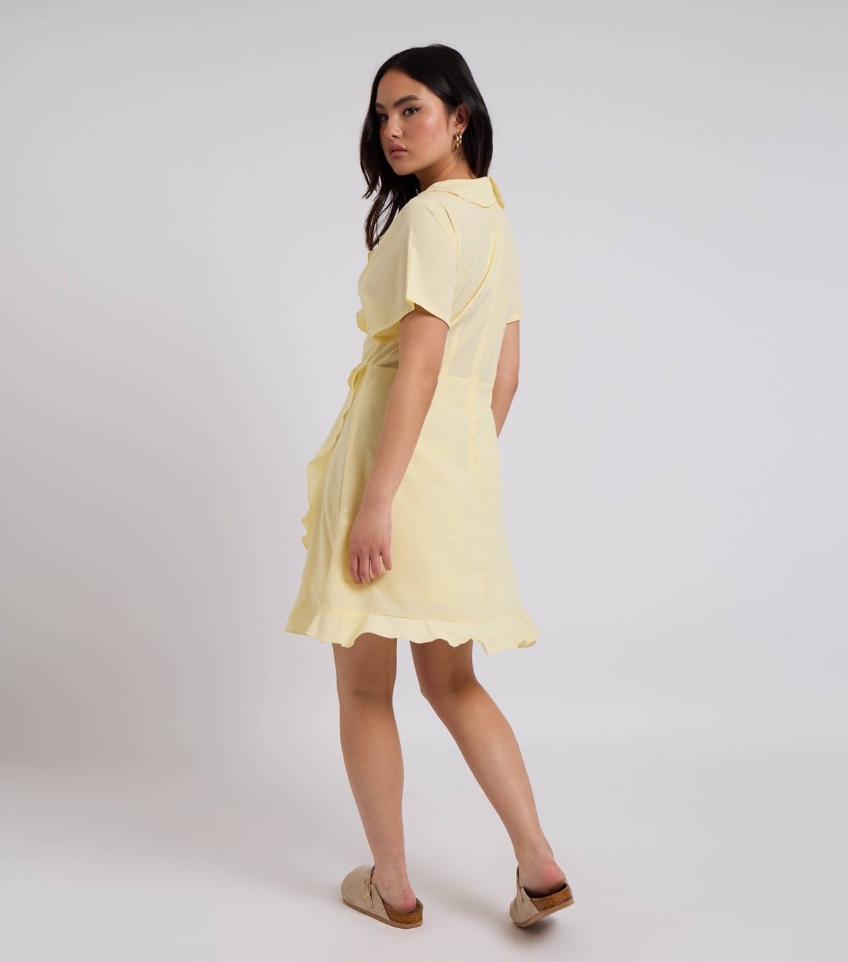Urban Bliss Women's Light Yellow Frill Trim Mini Tea Dress Urban Bliss New Look - 4