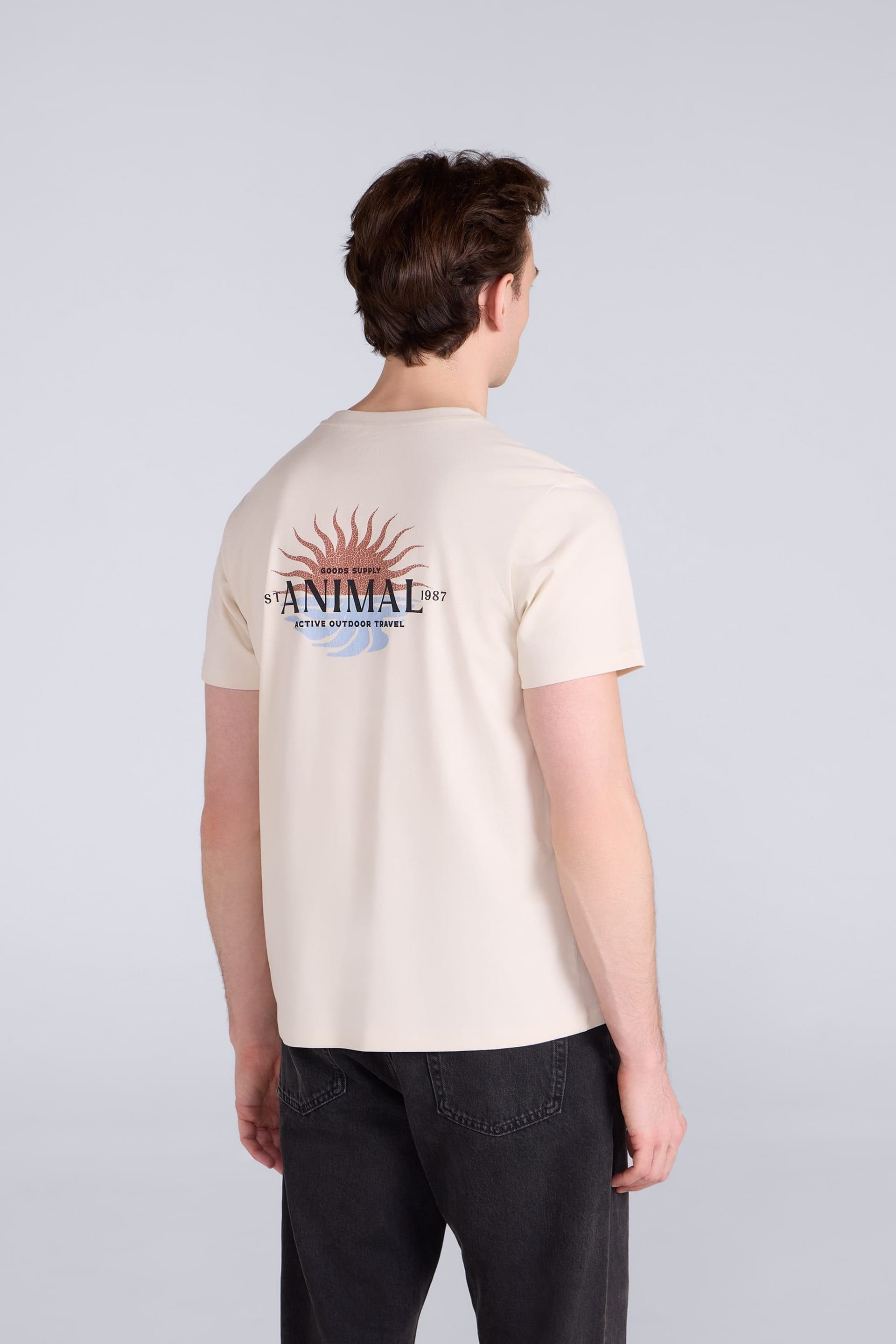 Animal Animal Men's 'Jacob' Short Sleeve Relaxed Fit Lightweight Casual Cotton T-Shirt in Medium Beige - 4