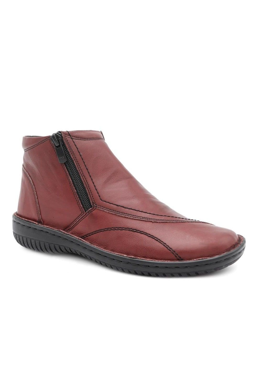 Pavers Pavers Women's Leather Ankle Boots in Burgundy - 1