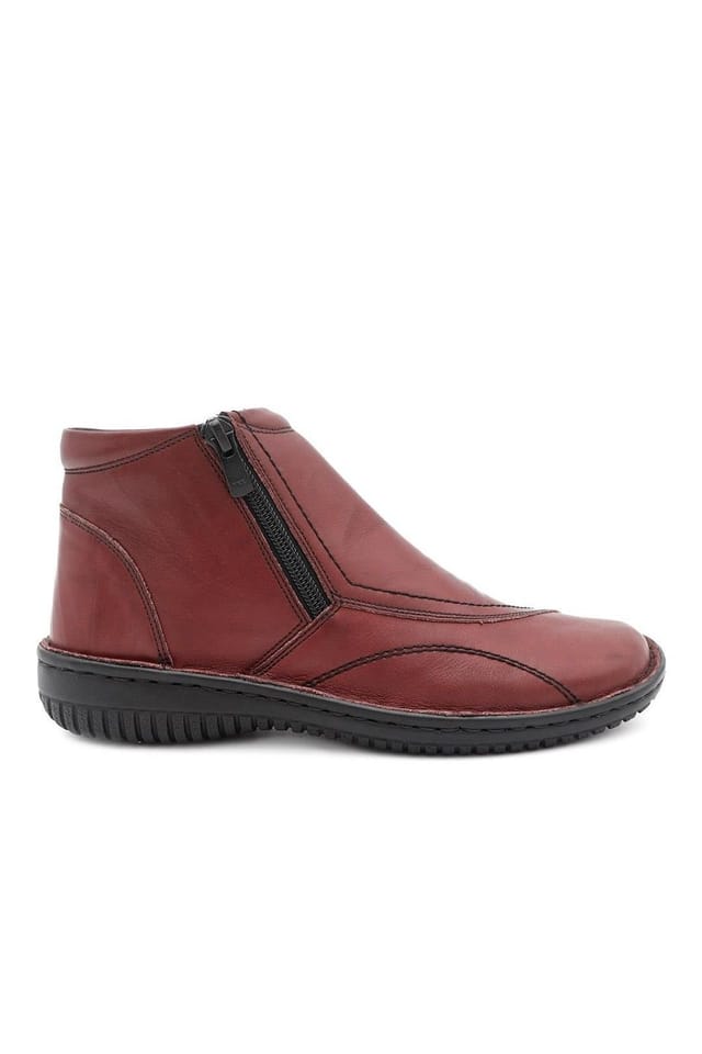 Pavers Pavers Women's Leather Ankle Boots in Burgundy - 2