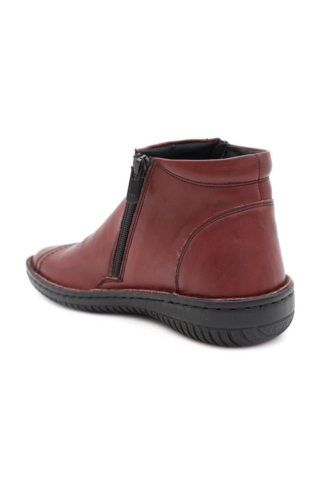 Pavers Pavers Women's Leather Ankle Boots in Burgundy - 3