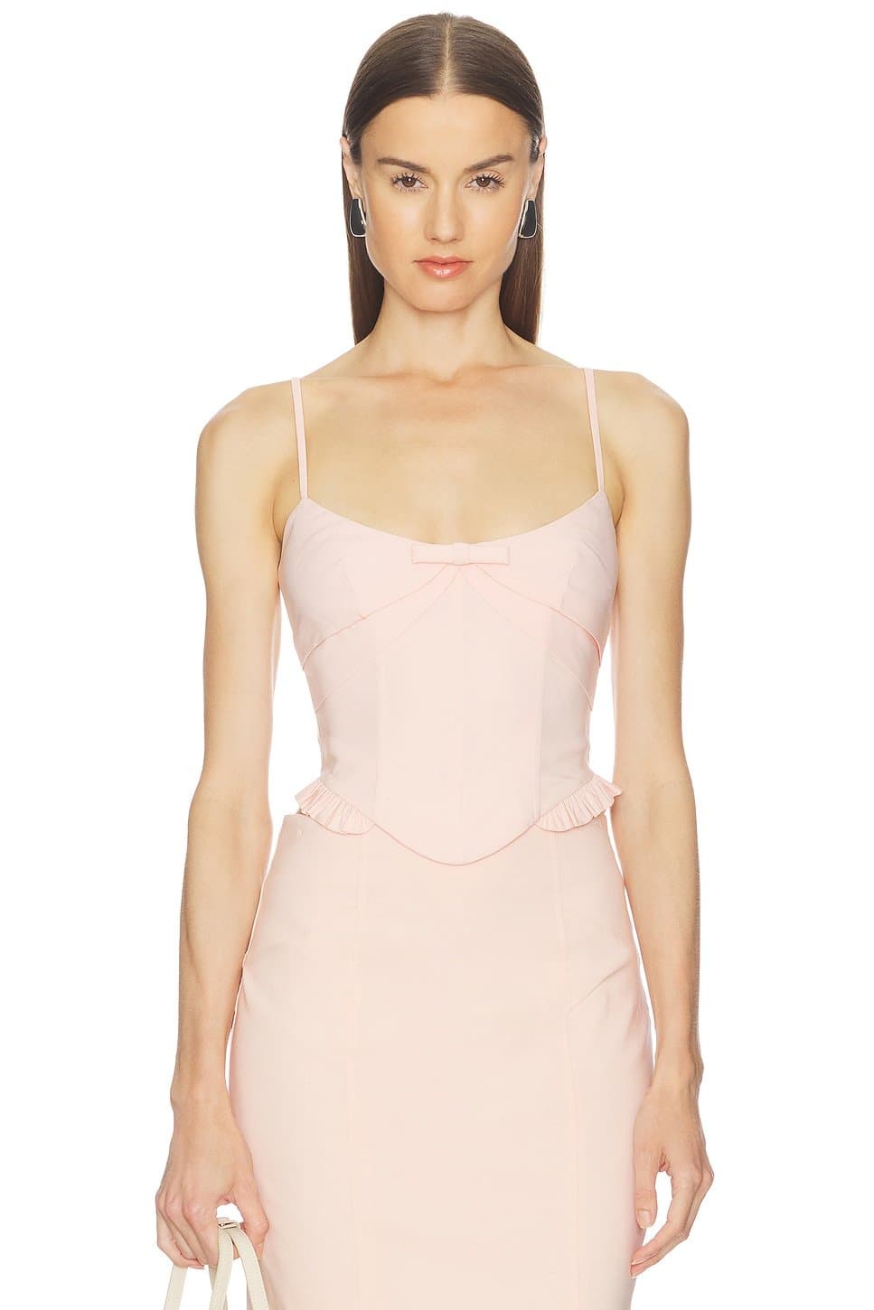 revolve Revolve Pink Satin Bow-Detailed Top