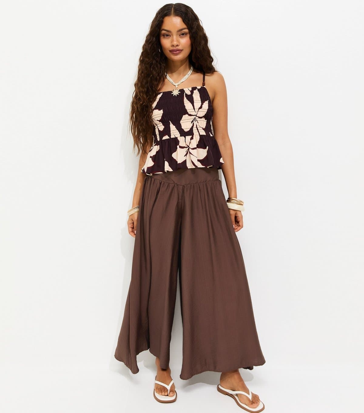 New Look Women's Petite Dark Brown Palazzo Wide Leg Trousers New Look