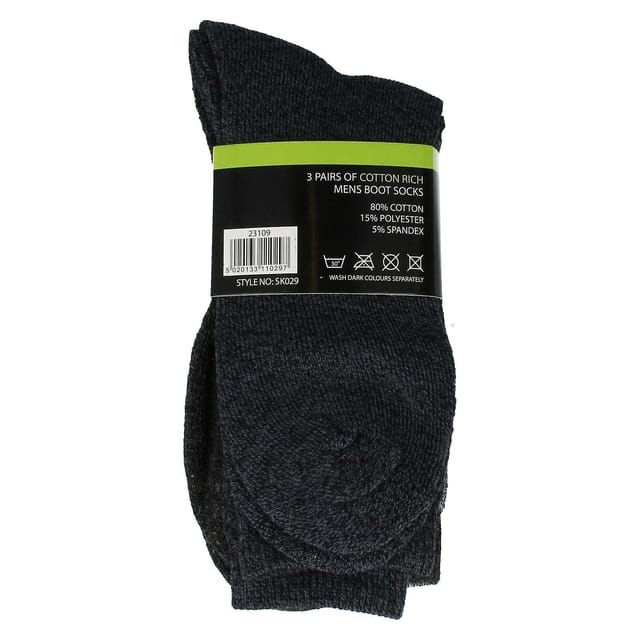 Laltex Laltex Men's Boot Socks (3 Pairs) in Charcoal - 3