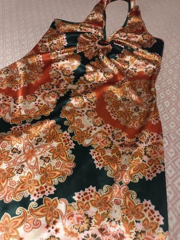 New Look New Look halter neck bodycon mini dress size 10 green orange