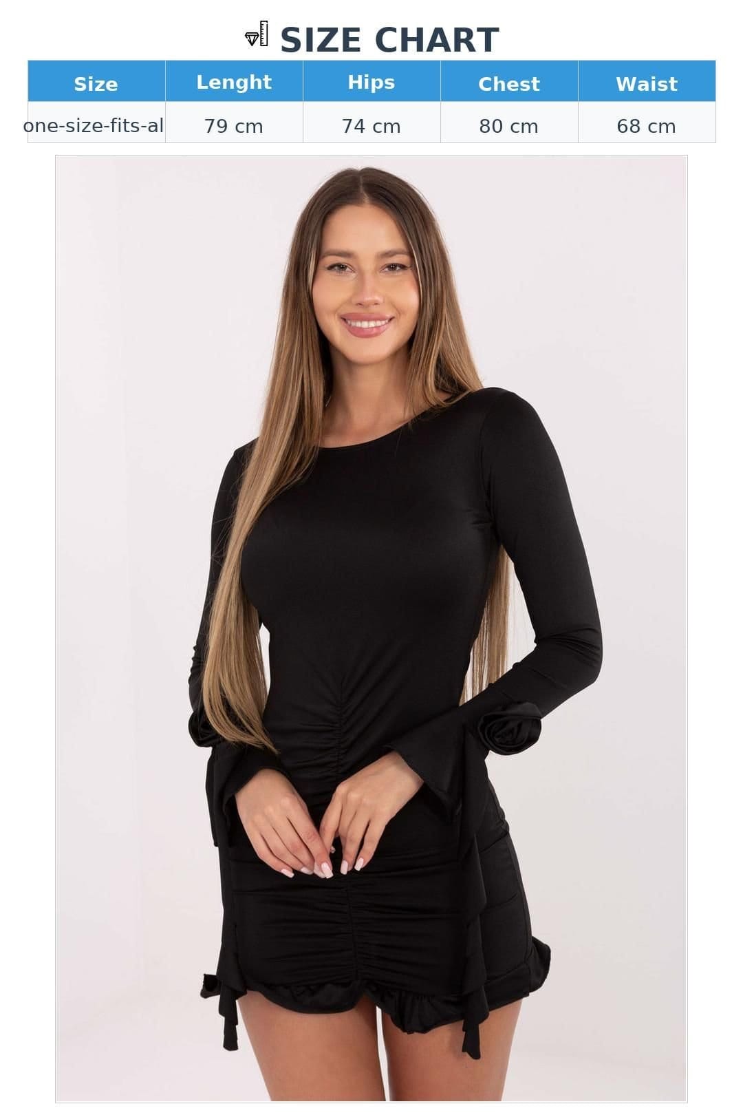 Love Lace Love Lace Women's Evening Cocktail Pencil Dress with Rose Ruffle in Black - 4