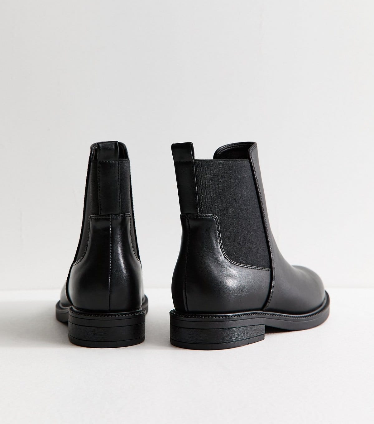 New Look Women's Wide Fit Black Faux Leather Suede Flat Boots Vegan New Look - 4