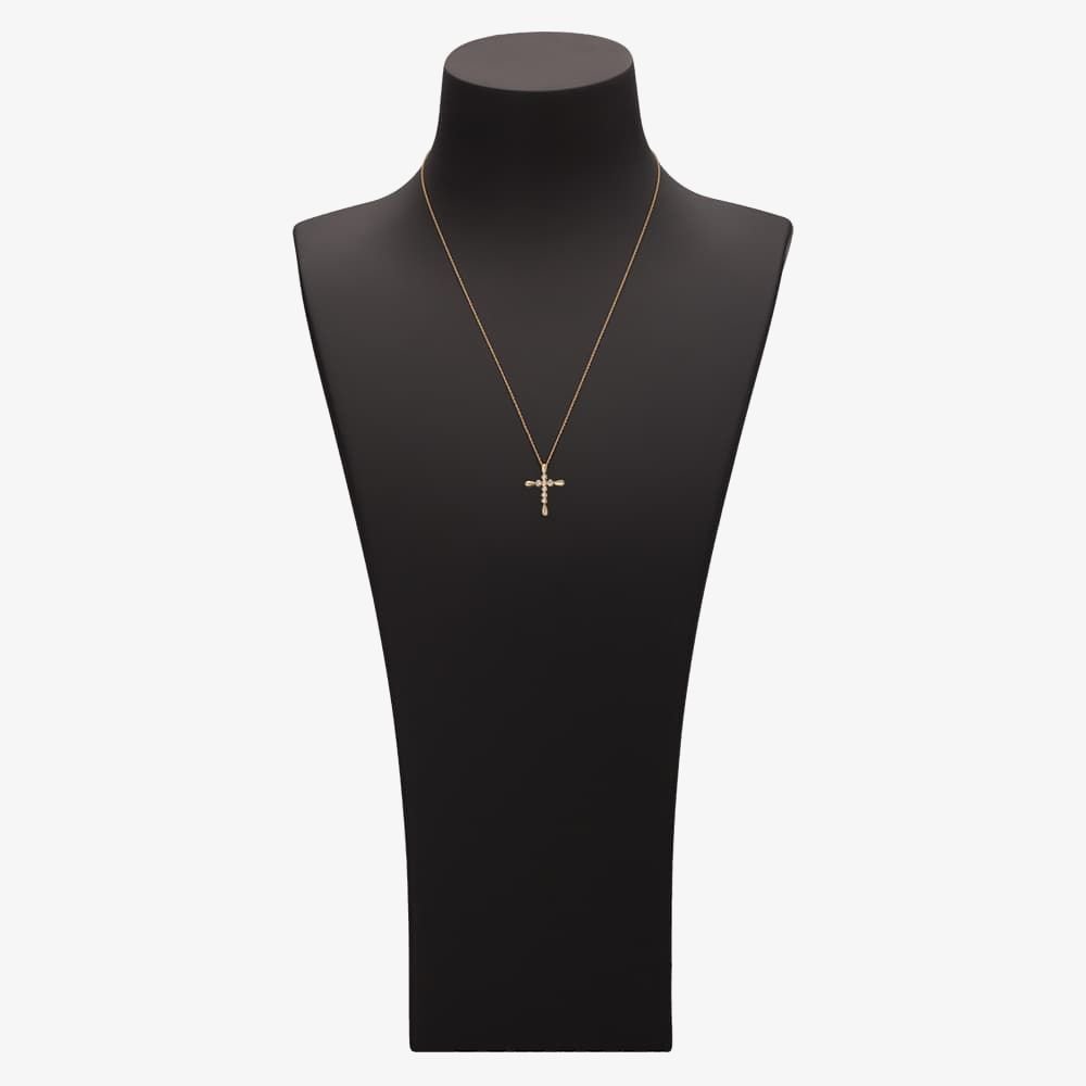 T.H.Baker T.H.Baker Women's 9ct Yellow Gold 0.10ct Bezel-Set Diamond Cross Pendant TH0121842 - 2
