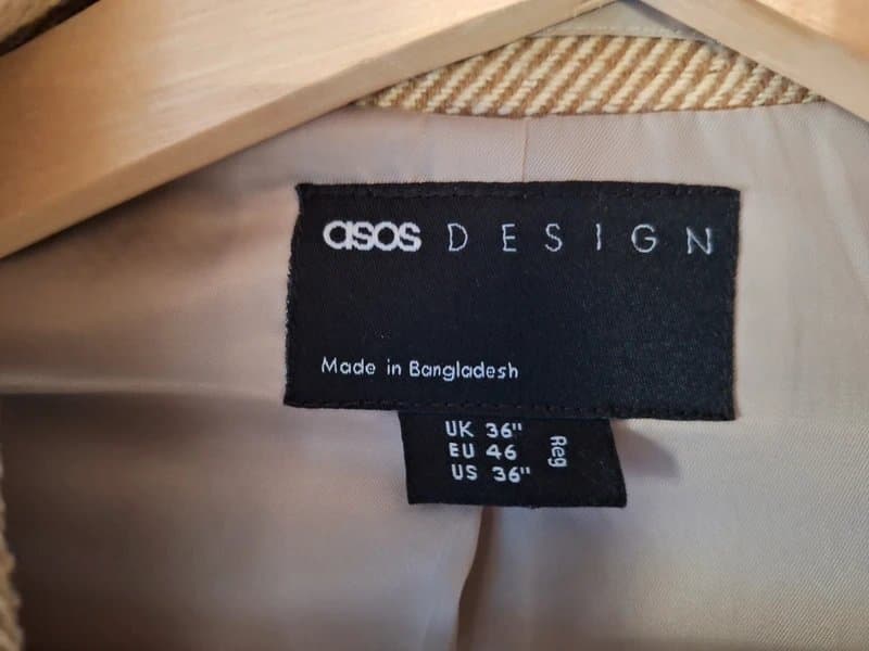 ASOS ASOS Design Men’s Wool Blend Textured Blazer Suit Jacket - Beige / Tan, Size uk 36 Reg