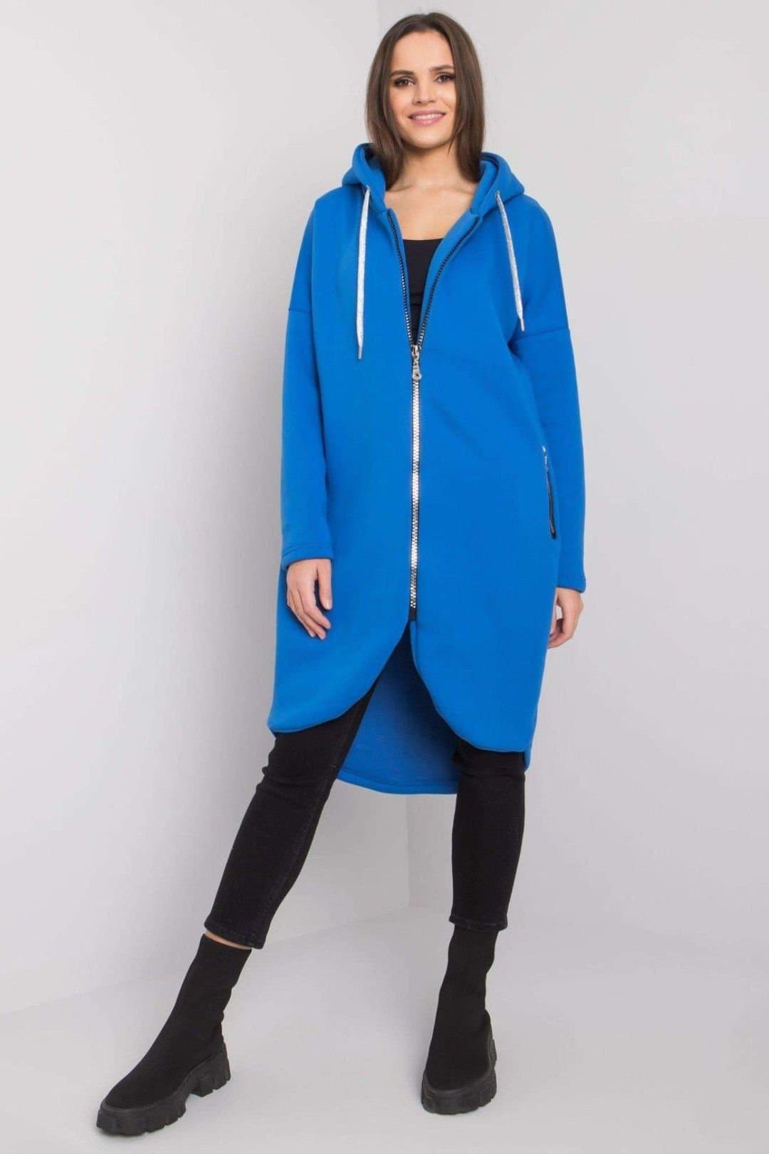 Love Lace Love Lace Women's Extended Fit Hooded Zip Sweatshirt in Blue