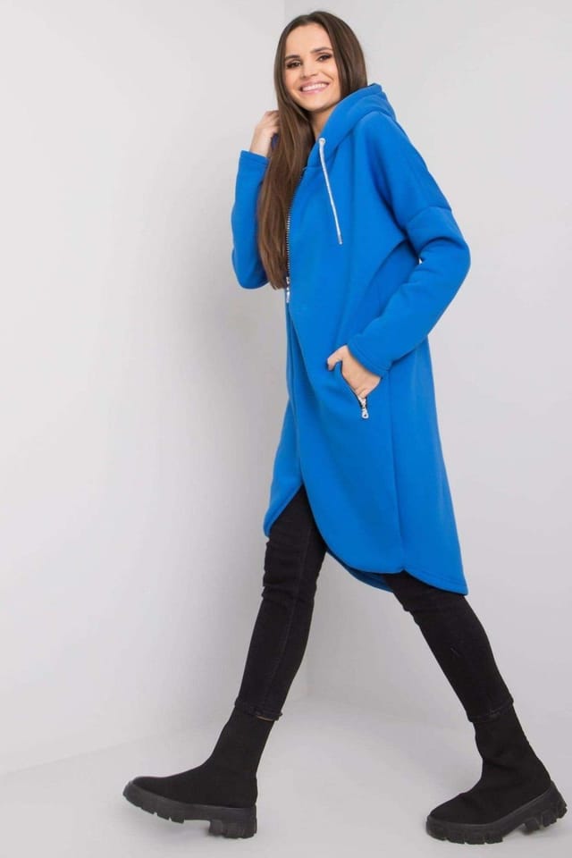Love Lace Love Lace Women's Extended Fit Hooded Zip Sweatshirt in Blue - 2