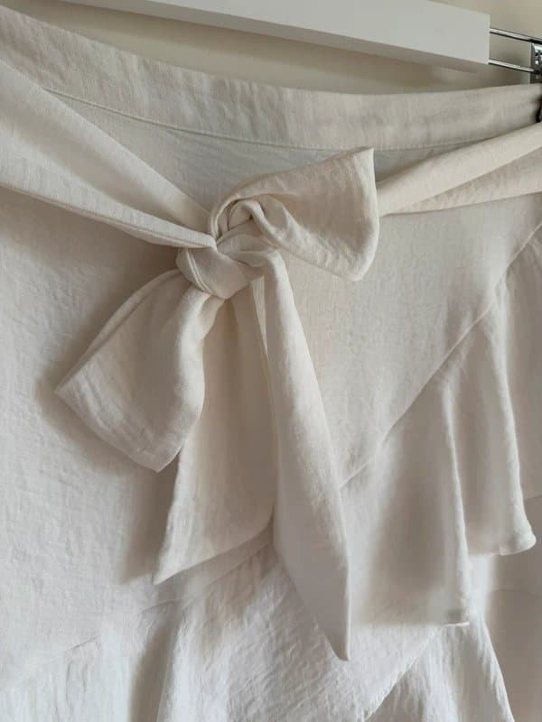 Topshop Topshop White Tie Waist Ruffle Mini Skirt UK 12