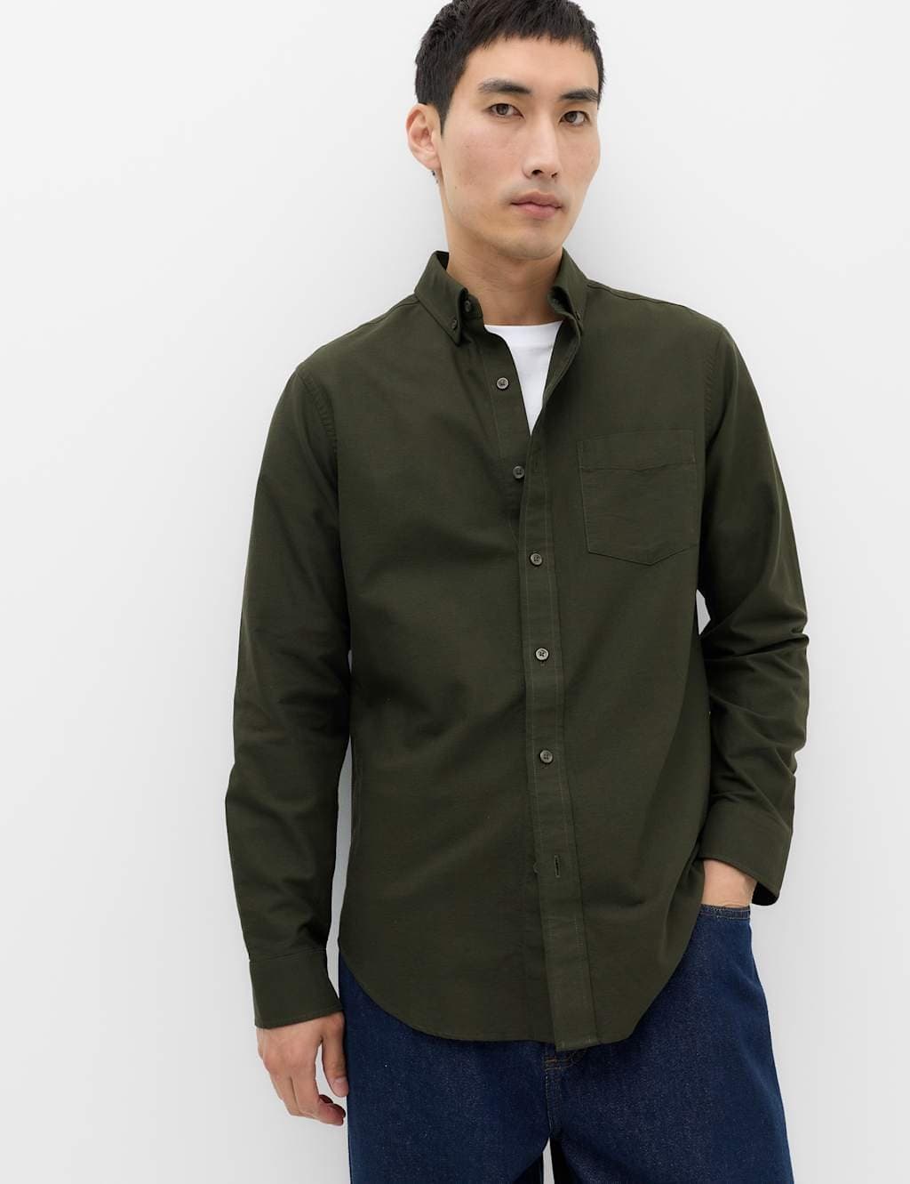 Marks & Spencer M&S Pure Cotton Ultimate Oxford Shirt Dark Green