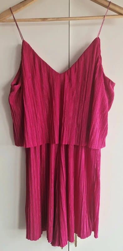 New Look Womens summer plisse fuchsia pink Spagettii strap playsuit