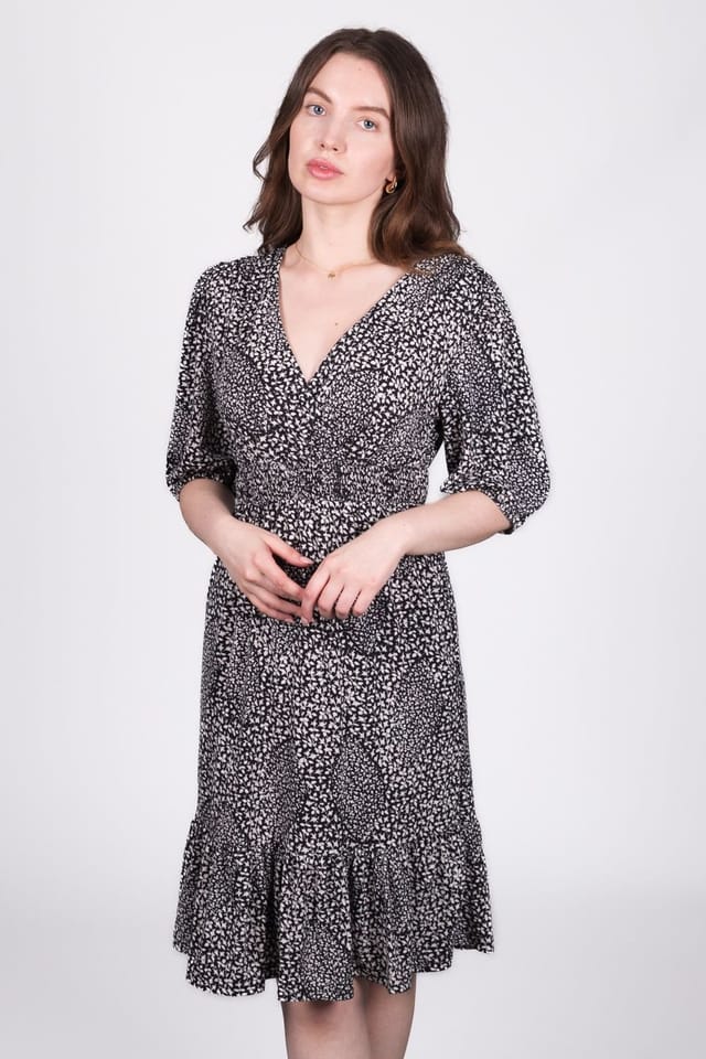SOLO SOLO Women's Black & White Floral Midi Dress - 2