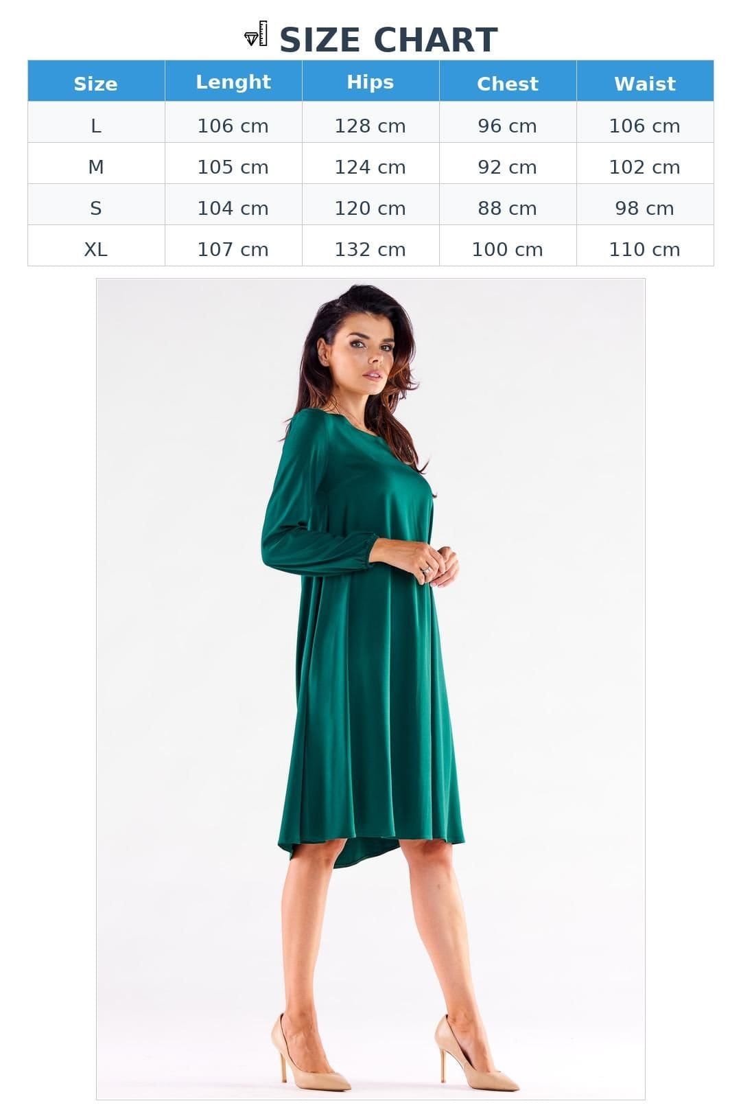 Love Lace Love Lace Women's Trapeze Long Sleeve Dress Extended Back Poland in Green - 4