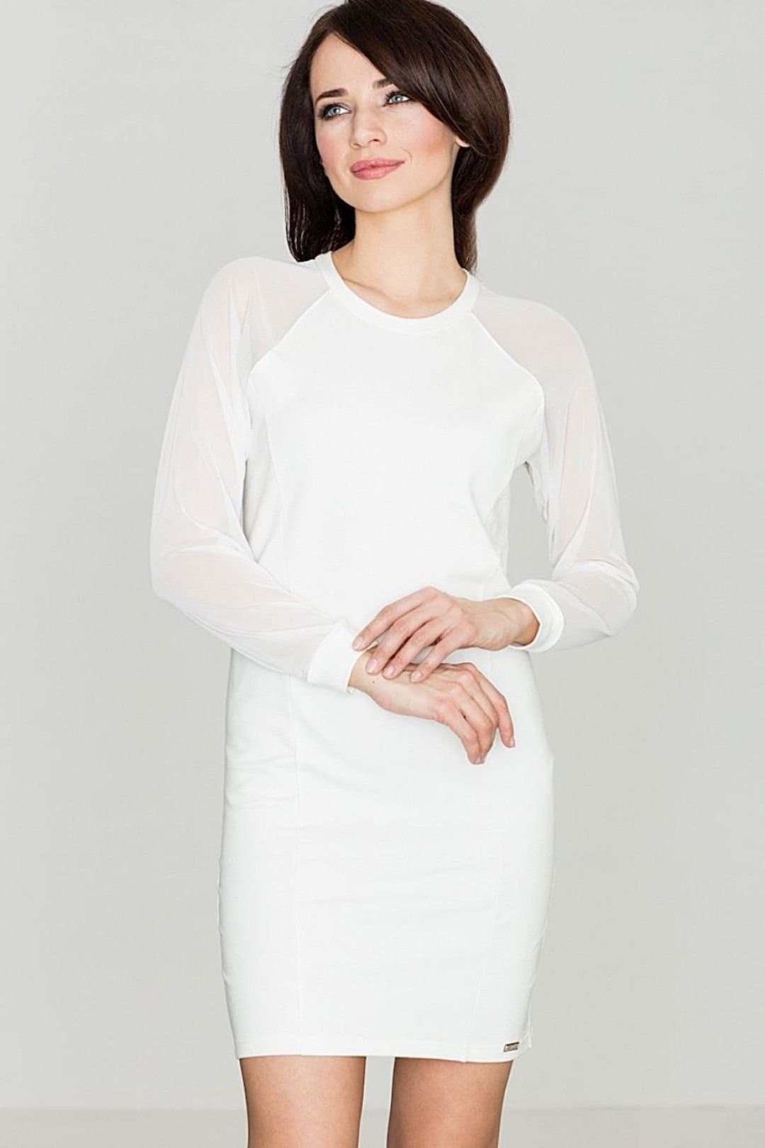 Love Lace Love Lace Women's Sporty Stretch Cotton Dress with Mesh Sleeves in White