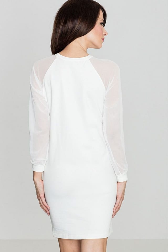 Love Lace Love Lace Women's Sporty Stretch Cotton Dress with Mesh Sleeves in White - 2