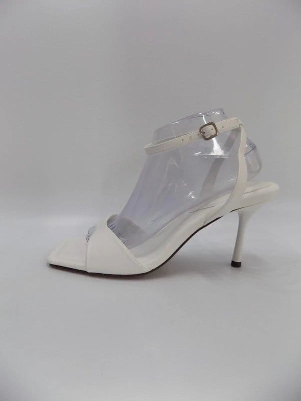 ASOS White Heel Slingback Wide Fit Sandals UK 8 Womens Open Square Toe Shoes Bridal Prom - 1