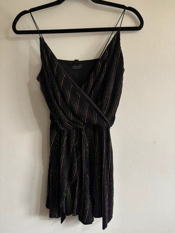 Topshop Glitter Rainbow Striped Playsuit