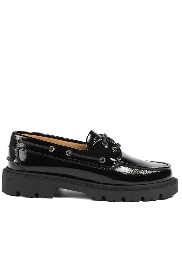 Jones Bootmaker Jones Bootmaker Women's Perdita Leather Platform Moccasins in Jet Black - 2
