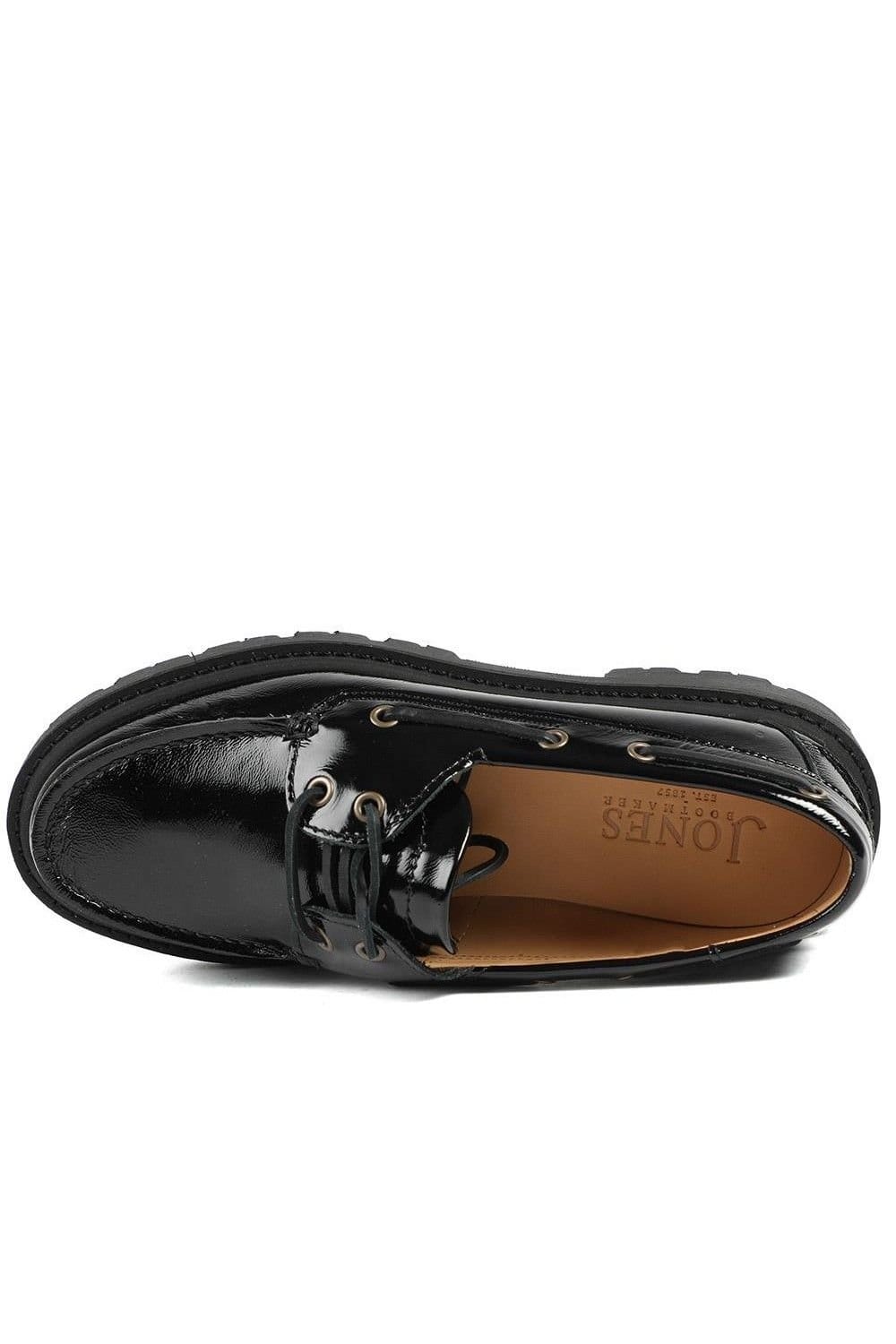 Jones Bootmaker Jones Bootmaker Women's Perdita Leather Platform Moccasins in Jet Black - 4