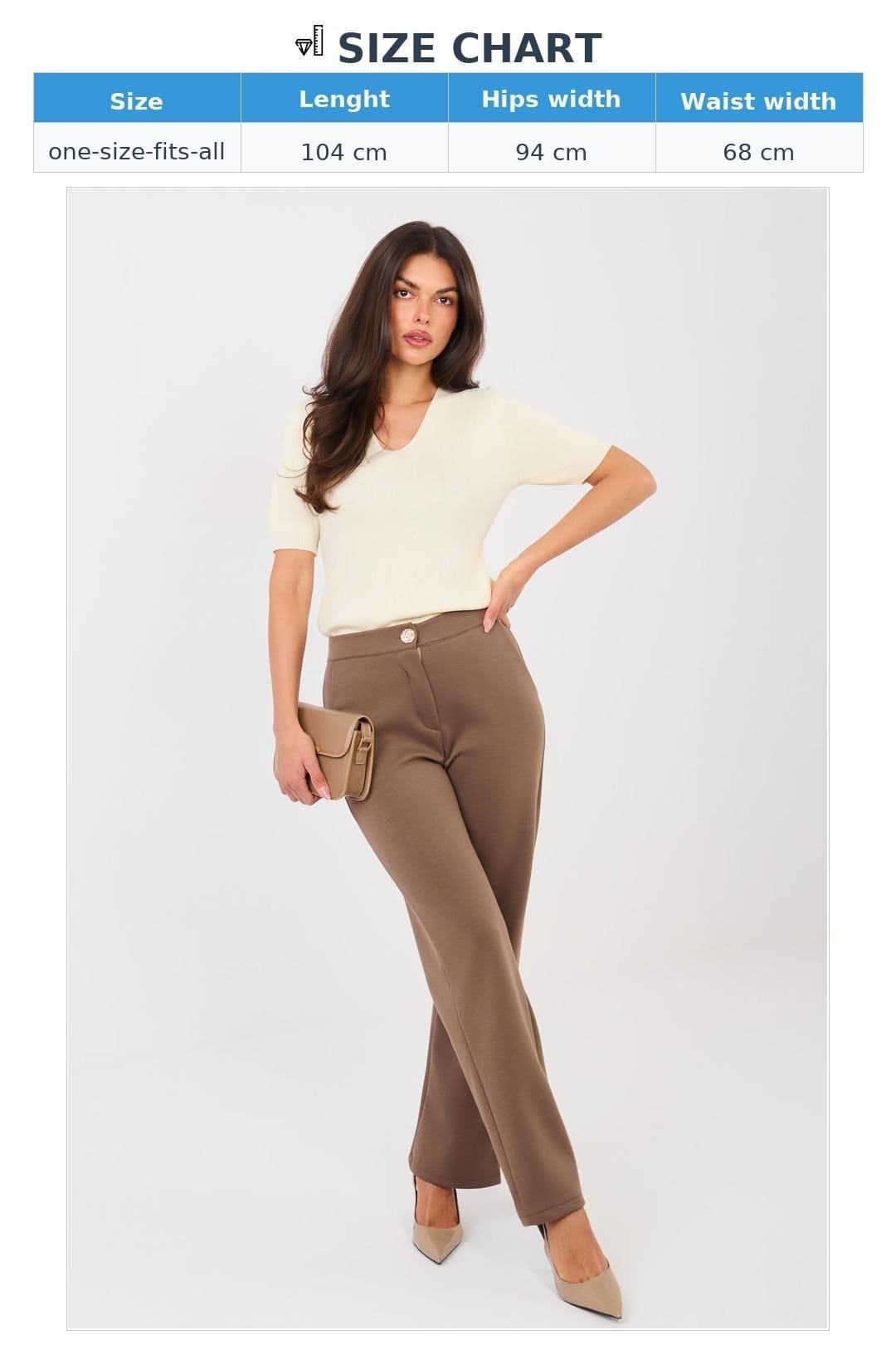 Love Lace Love Lace Women's High Waisted Straight Leg Comfort Trousers in Brown - 4